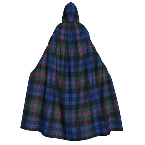 Yyoretp Unisex Kapuzenumhang mit schottischem Schottenkaro-Druck, für Erwachsene, für Halloween, Cosplay, Tod, Vampir-Kostüme, Blau und Grün von Yyoretp