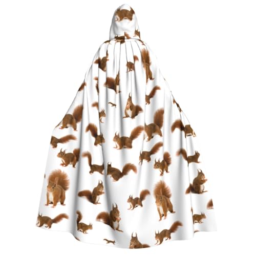 Yyoretp Unisex Kapuzenumhang mit süßem Eichhörnchen-Druck, für Erwachsene, für Halloween, Cosplay, Tod, Vampir-Kostüme von Yyoretp