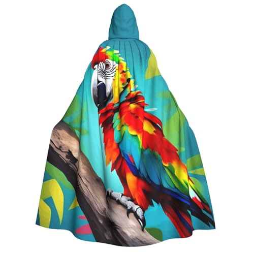 Yyoretp Unisex Papageien auf Baum Druck Erwachsene Kapuzenumhang Robe Umhang Umhang für Halloween Cosplay Tod Vampir Kostüme von Yyoretp
