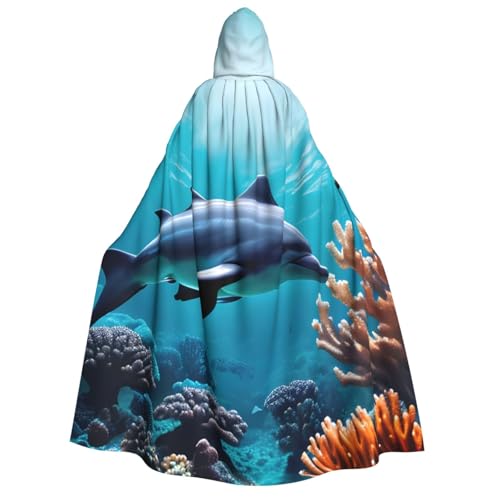 Yyoretp Unisex Schöne Unterwasserwelt Delfine Korallendruck Erwachsene Kapuzenumhang Robe Umhang Umhang für Halloween Cosplay Tod Vampir Kostüme Yyoretp Unisex Schöne Unterwasserwelt Delfine Korallendruck Erwachsene Kapuzenumhang Robe Umhang Umhang für Halloween Cosplay Tod Vampir Kostüme von Yyoretp