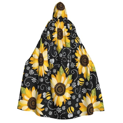 Yyoretp Unisex Sonnenblumen-Bienen-Aufdruck, Kapuzenumhang, Umhang für Halloween, Cosplay, Tod, Vampir-Kostüme Yyoretp Unisex Sonnenblumen-Bienen-Aufdruck, Kapuzenumhang, Umhang für Halloween, Cosplay, Tod, Vampir-Kostüme von Yyoretp