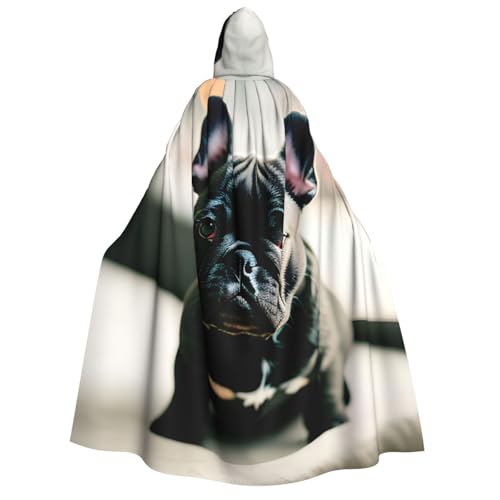 Yyoretp Unisex-Umhang mit Kapuze und französischer Bulldogge, für Halloween, Cosplay, Tod, Vampir-Kostüme von Yyoretp