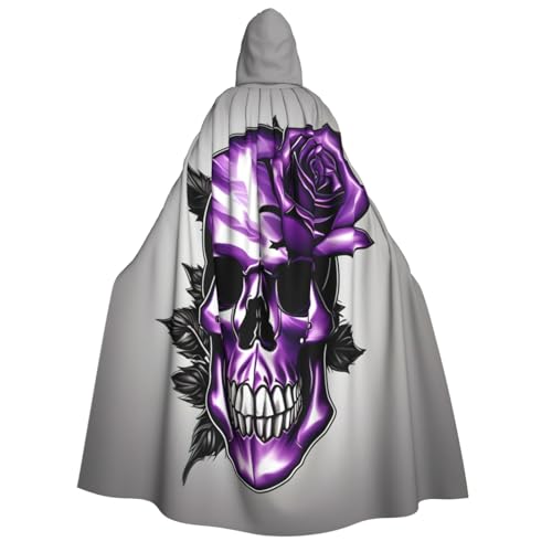 Yyoretp Unisex-Umhang mit lila Rose und Totenkopf-Aufdruck, für Erwachsene, für Halloween, Cosplay, Tod, Vampir-Kostüme von Yyoretp