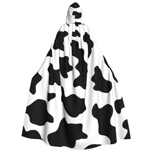 Yyoretp Unisex schwarz-weißer Kuh-Aufdruck, Erwachsenen-Kapuzenumhang für Halloween, Cosplay, Todesvampir-Kostüme von Yyoretp