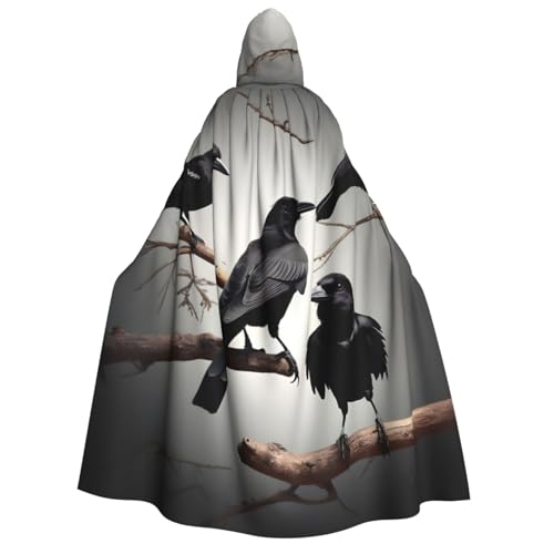 Yyoretp Unisex schwarze Krähenvögel auf einem Ast Druck Erwachsene Kapuzenumhang Robe Umhang Umhang für Halloween Cosplay Tod Vampir Kostüme Yyoretp Unisex schwarze Krähenvögel auf einem Ast Druck Erwachsene Kapuzenumhang Robe Umhang Umhang für Halloween Cosplay Tod Vampir Kostüme von Yyoretp