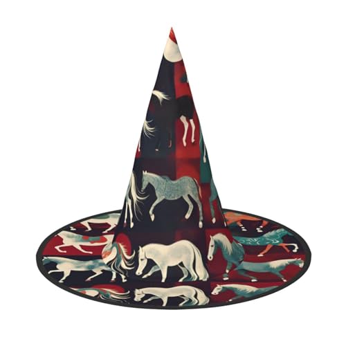 Yyoretp Verschiedene Arten von Pferden bedrucktes Halloween-Kostüm, Hexenhut, Erwachsene, Karneval, Cosplay, Party, Kostümzubehör Yyoretp Verschiedene Arten von Pferden bedrucktes Halloween-Kostüm, Hexenhut, Erwachsene, Karneval, Cosplay, Party, Kostümzubehör von Yyoretp