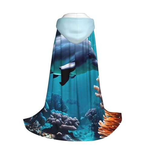Yyoretp Wunderschöner Unterwasserwelt-Umhang mit Delfinen, Korallendruck, Kapuzenumhang für Kinder mit Halloween, Weihnachten, Cosplay, Kapuzenumhang Yyoretp Wunderschöner Unterwasserwelt-Umhang mit Delfinen, Korallendruck, Kapuzenumhang für Kinder mit Halloween, Weihnachten, Cosplay, Kapuzenumhang von Yyoretp