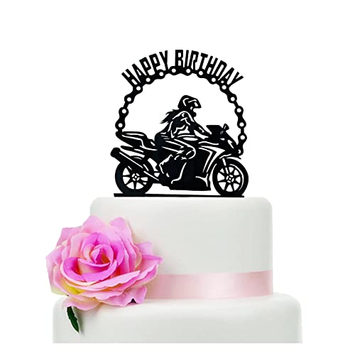 Motorrad Happy Birthday Cake Topper, Motorrad Mädchen Geburtstag Kuchen Topper, Lustiges Andenken für Ihre Frau oder Tochter und weibliche Freunde Geburtstag Motorrad Happy Birthday Cake Topper, Motorrad Mädchen Geburtstag Kuchen Topper, Lustiges Andenken für Ihre Frau oder Tochter und weibliche Freunde Geburtstag von YzYbuaego