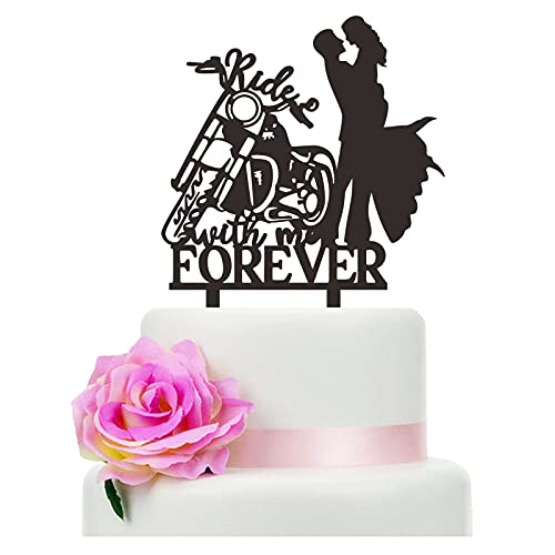 Tortenaufsatz für Hochzeitstorten mit Motorrad-Motiv und Aufschrift "Ride with Me Forever", Tortenaufsatz für Hochzeit/Jahrestag/Brautparty, Partydekoration von YzYbuaego