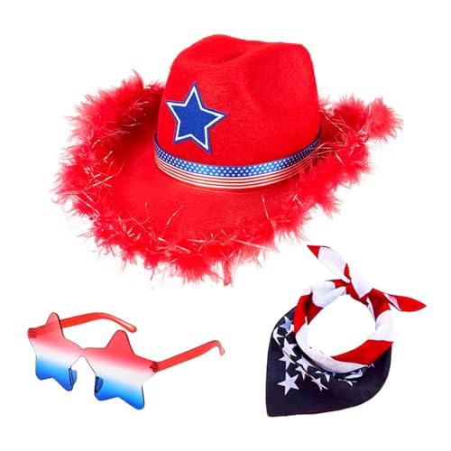 Yzdysg 4. Juli Outfit Independences Day Patriotisches Kostüm Amerika Flag Kostüm Mit Sonnenbrille Cow Boy Caps Accessoire Costumes Accessoires von Yzdysg