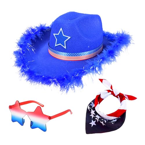 Yzdysg 4. Juli Outfit Independences Day Patriotisches Kostüm Amerika Flag Kostüm Mit Sonnenbrille Cow Boy Caps Accessoire Costumes Accessoires von Yzdysg