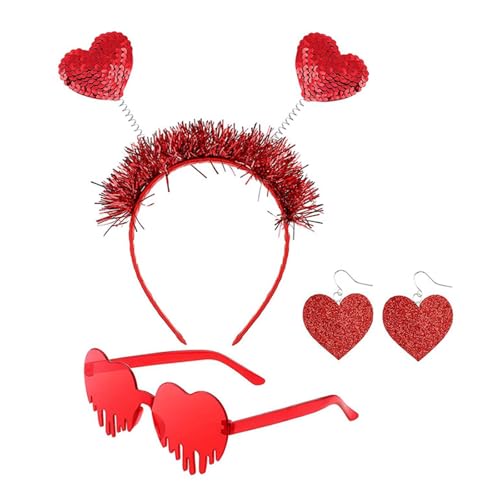 Yzdysg Frauen Herzstirnband Valentinstag Sonnenbrille Herzohrringe Party Liefert Foto Requisiten Für Den Valentinstag von Yzdysg
