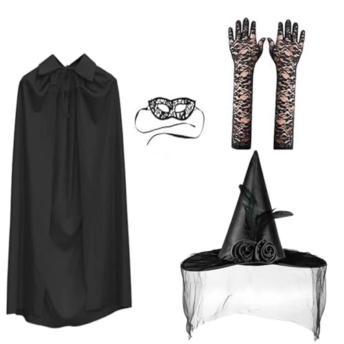 Yzdysg Frauen Hexen Umhang Kostüme Hexenhut Halbe Schleier Handschuhe Augenmaske Erwachsene Halloween Hexenkostüm Accessoire Für Cosplay Yzdysg Frauen Hexen Umhang Kostüme Hexenhut Halbe Schleier Handschuhe Augenmaske Erwachsene Halloween Hexenkostüm Accessoire Für Cosplay von Yzdysg