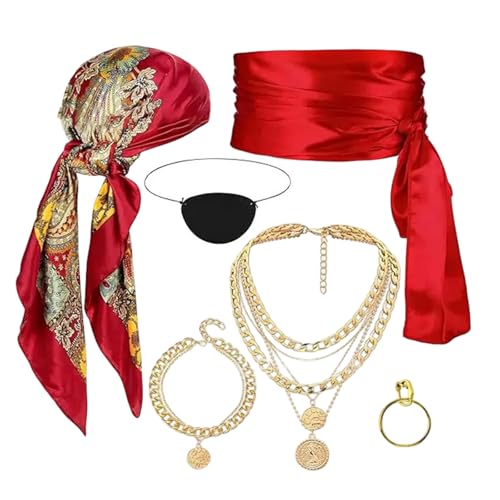 Yzdysg Frauenpirat Kostümzubehör Set Enthält Kopftuch Halskette Armband Augenflecken Taillengürtel Für Frauen Männer Cosplay Pirate Kostümzubehör Yzdysg Frauenpirat Kostümzubehör Set Enthält Kopftuch Halskette Armband Augenflecken Taillengürtel Für Frauen Männer Cosplay Pirate Kostümzubehör von Yzdysg
