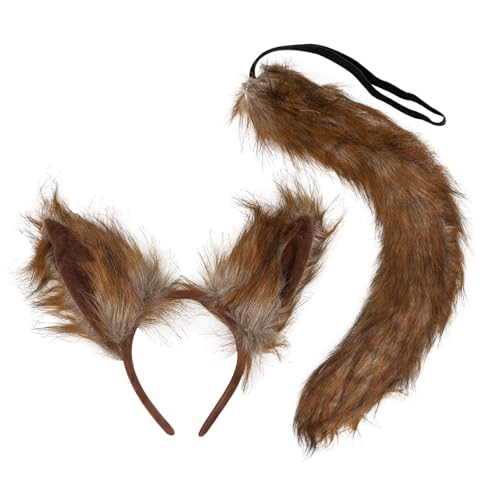 Yzdysg Füchse Schwanz Mit Foxes Ohren Kopfbedeckungsset Halloween Kostümzubehör Plush Wolf Schwanz Wolf Ohren Stirnband Für Frau von Yzdysg