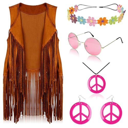 Yzdysg Kostüm Kleid Women Hippie Kostüm Kleidung Vintage Discos Outfit Accessoire Mit Fringe Weste Strickjacke Ohrring Halskette Set Yzdysg Kostüm Kleid Women Hippie Kostüm Kleidung Vintage Discos Outfit Accessoire Mit Fringe Weste Strickjacke Ohrring Halskette Set von Yzdysg