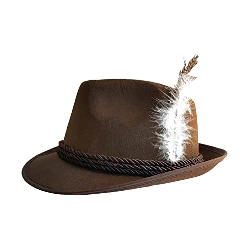 Yzdysg Leichte Feder Decors Fedora Für Männer Männer Atmungsaktive Oktoberfest Kappe Mit Western Jazzs Filzkappe von Yzdysg