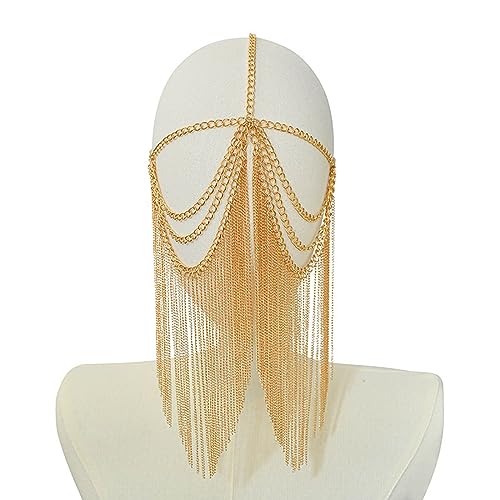 Yzdysg Punk Masquerade Metallkopfkette Maske Quasten Face Headwear Kette Schmuck Für Halloween Kostüme Nachtclub Party von Yzdysg