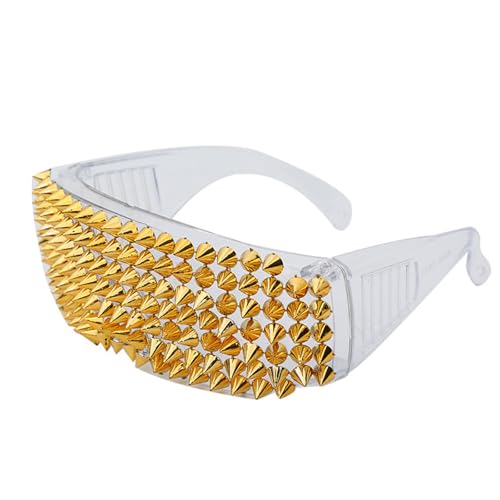 Yzdysg Sonnenbrille, Punk-Stil, mit Nieten besetzte Sonnenbrille mit UV400-Schutz für Damen und Herren, Unisex, Alltags-Halloween-Brille, Partykleidung von Yzdysg