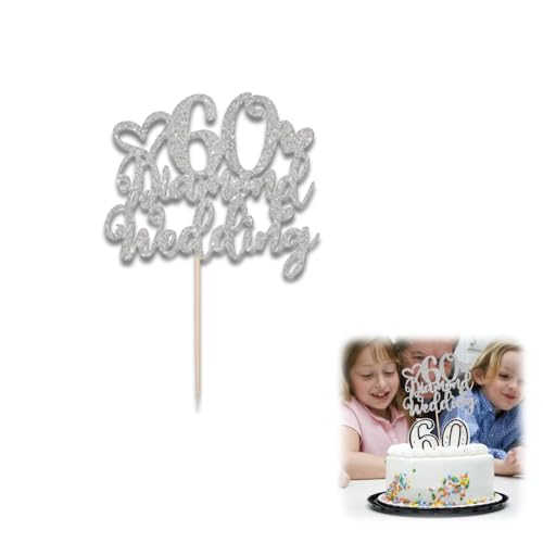 1 x 60. Diamant-Hochzeitstortenaufsatz, wiederverwendbar, ungiftig, Dekoration zum 60. Hochzeitstag, Party, Tisch-Dessert-Dekoration von YzmrBdqc