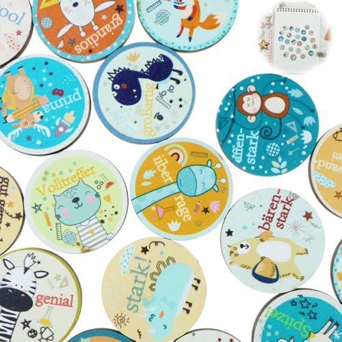 24 mini Geschenke für Kinder Motivation Schule,Holz mit farbigen Tierchen bedruckt,Holz Glückstaler mit Lob und Tiermotiv Glücksbringer,Belohnung Einschulung Mitgebsel Streudeko Tischdeko 24 mini Geschenke für Kinder Motivation Schule,Holz mit farbigen Tierchen bedruckt,Holz Glückstaler mit Lob und Tiermotiv Glücksbringer,Belohnung Einschulung Mitgebsel Streudeko Tischdeko von YzmrBdqc