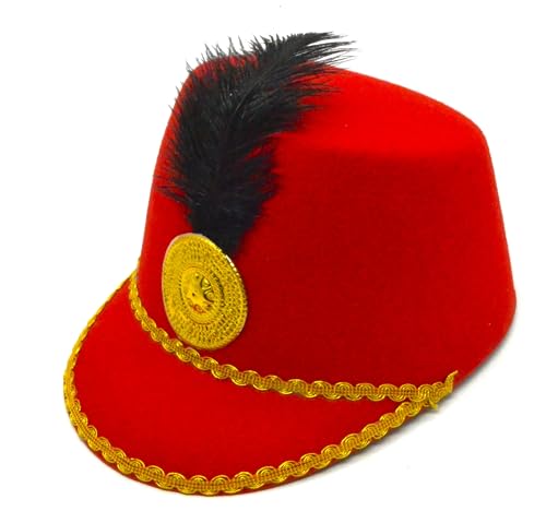 Z1 Militärische Marschmütze rot mit goldenen Details, schwarze Feder, dekorativ, Zeremonialstil für Kinder Z1 Militärische Marschmütze rot mit goldenen Details, schwarze Feder, dekorativ, Zeremonialstil für Kinder von Z1