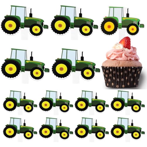 ZAAWUUT Traktor-Cupcake-Topper, 35 Stück, Traktor, Bagger, Auto-Ornamente für die jüngsten Geburtstagspartys, Kuchenspieße ZAAWUUT Traktor-Cupcake-Topper, 35 Stück, Traktor, Bagger, Auto-Ornamente für die jüngsten Geburtstagspartys, Kuchenspieße von ZAAWUUT