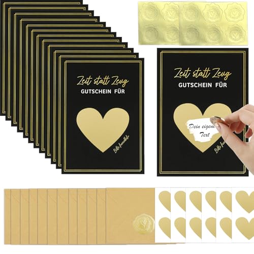 ZABARE Gutschein zum Selber Ausfüllen, 12 Set DIY Rubbelkarten mit Umschlag Aufkleber und Herzform Rubbelaufkleber, Zeit statt Zeug Rubbelkarten zum Selber Beschriften für Geburtstag Hochzeit Party ZABARE Gutschein zum Selber Ausfüllen, 12 Set DIY Rubbelkarten mit Umschlag Aufkleber und Herzform Rubbelaufkleber, Zeit statt Zeug Rubbelkarten zum Selber Beschriften für Geburtstag Hochzeit Party von ZABARE