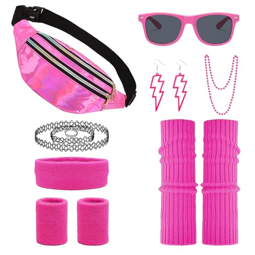 80er 90er Jahre Outfit Accessoires Damen,80er Jahre Hippie Kostüm Accessoires mit Bauchtasche, Stirnband, Beinwärmer,Armbänder,Brille, Ohrring,80er Jahre Kostüm für Neon Karneval Fasching Party 80er 90er Jahre Outfit Accessoires Damen,80er Jahre Hippie Kostüm Accessoires mit Bauchtasche, Stirnband, Beinwärmer,Armbänder,Brille, Ohrring,80er Jahre Kostüm für Neon Karneval Fasching Party von ZABARE