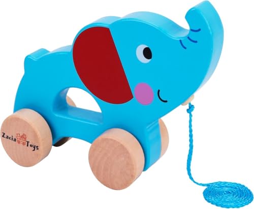 Zacia Toys® Holz Zugfigur Elefant | Langlebiges Zugspielzeug für Kleinkinder | Lernspielzeug aus Holz ab 18 Monaten | Sicher & Umweltfreundlich von ZACIA