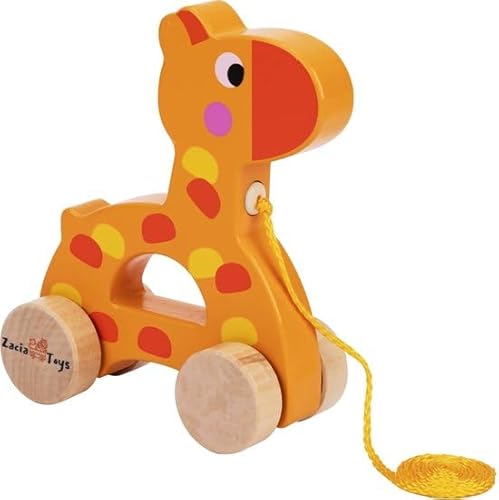 Zacia Toys® Holz Zugfigur Giraffe | Langlebiges Zugspielzeug für Kleinkinder | Lernspielzeug aus Holz ab 18 Monaten | Sicher & Umweltfreundlich von ZACIA