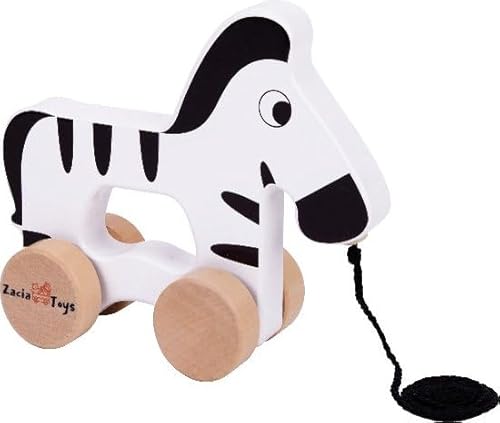 Zacia Toys® Holz Zugfigur Zebra | Langlebiges Zugspielzeug für Kleinkinder | Lernspielzeug aus Holz ab 18 Monaten | Sicher & Umweltfreundlich von ZACIA