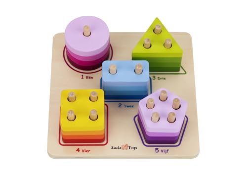 Zacia Toys® Holzform-Puzzle | Pädagogisches Geometrisches Puzzle für Kinder | Farben und Formen erkennen|Montessori Spielzeug ab 2 Jahren von ZACIA