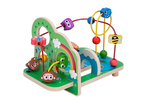 Zacia Toys® Holzperlen Spirale | Pädagogisches Motorikspielzeug für Kleinkinder | Labyrinth Spirale mit Tieren | Ab 2 Jahren von ZACIA