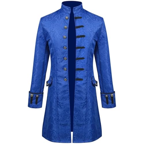 Mittelalter Kostüm, Mittelalter Kleidung Männer Dünne Bühne Leistung Kleid Lange Jacke Männlichen Stehkragen Jacquard Halloween Trenchcoat(A,4XL) von ZACUNXY