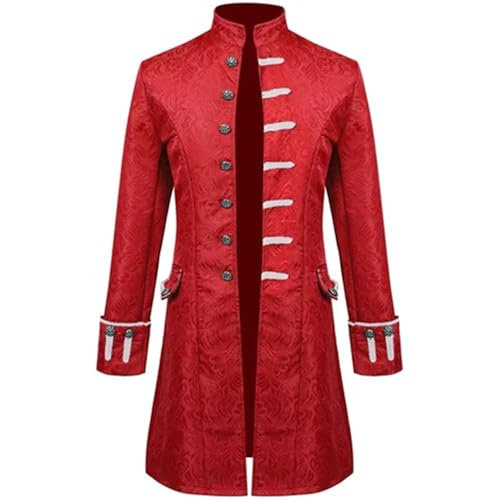Mittelalter Kostüm, Mittelalter Kleidung Männer Dünne Bühne Leistung Kleid Lange Jacke Männlichen Stehkragen Jacquard Halloween Trenchcoat(C,S) von ZACUNXY