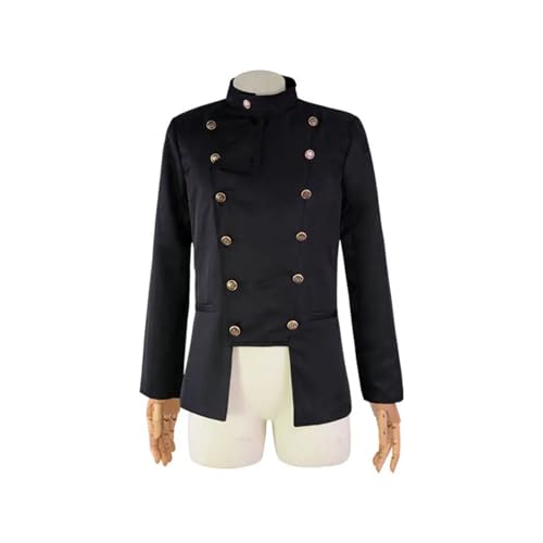 Mittelalter Kostüm, Mittelalter Kleidung Mittelalterlicher Gentleman-Stehkragen, Cosplay-Zweireiher-Blazer, einfarbig, schmale Passform, Jacke, Zeremonienmeister, Performance-Kleidung(Black,L) von ZACUNXY