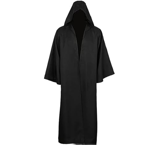 ZACUNXY Mittelalter Kostüm, Mittelalter Kleidung Cosplay Robe Mittelalter Kostüm mit Kapuze Outfit Halloween for die Bühne(Black,M) von ZACUNXY