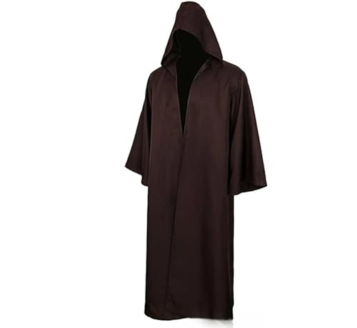 ZACUNXY Mittelalter Kostüm, Mittelalter Kleidung Cosplay Robe Mittelalter Kostüm mit Kapuze Outfit Halloween for die Bühne(Brown,5X-Large) von ZACUNXY