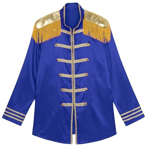 ZACUNXY Mittelalter Kostüm, Mittelalter Kleidung Damen Halloween Cosplay Kostüm Marching Band Jacke Langarm Oberbekleidung(Blue,XXL) von ZACUNXY