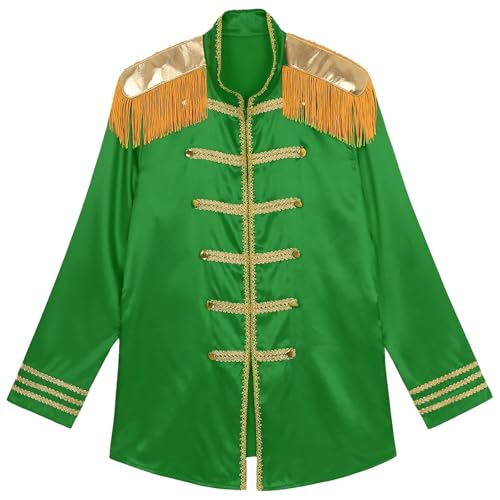 ZACUNXY Mittelalter Kostüm, Mittelalter Kleidung Damen Halloween Cosplay Kostüm Marching Band Jacke Langarm Oberbekleidung(Green,M) von ZACUNXY
