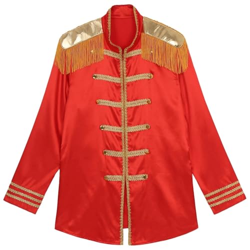 ZACUNXY Mittelalter Kostüm, Mittelalter Kleidung Damen Halloween Cosplay Kostüm Marching Band Jacke Langarm Oberbekleidung(Red,S) von ZACUNXY