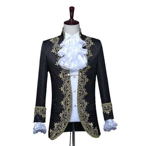 ZACUNXY Mittelalter Kostüm, Mittelalter Kleidung Halloween Mittelalter Party Blazer Anzüge Kleid Smoking König Gericht Cosplay Kostüm Prom Performance Kleidung(Black,XS) von ZACUNXY
