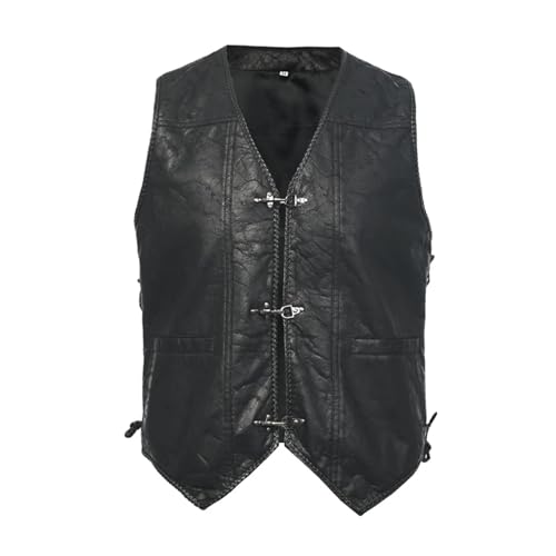 ZACUNXY Mittelalter Kostüm, Mittelalter Kleidung Herren Weste Mittelalter Vintage Ärmellose Halloween Cosplay Kostüm(Black,X-LARGE_OTHER) von ZACUNXY