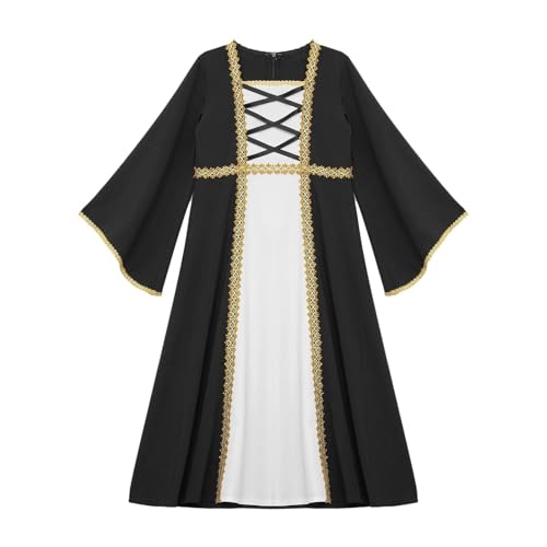 ZACUNXY Mittelalter Kostüm, Mittelalter Kleidung Mädchen Mittelalterliches Prinzessinnenkostüm, Vintage Renaissance, ausgestellte Ärmel, Prinzessinnenkleid for Halloween, Karnevalsparty(8) von ZACUNXY