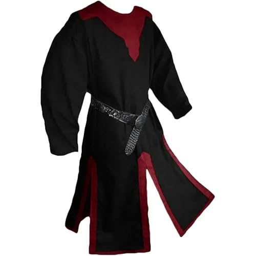 ZACUNXY Mittelalter Kostüm, Mittelalter Kleidung Mittelalterliche Männer Larp Tunika Tops Cosplay Maskerade Ausgefallene Kleidung(A,XL) von ZACUNXY