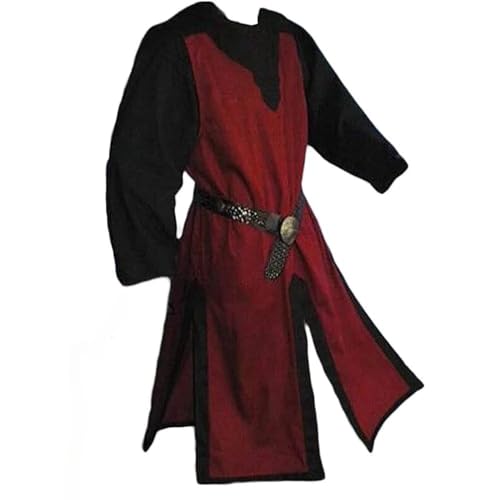 ZACUNXY Mittelalter Kostüm, Mittelalter Kleidung Mittelalterliche Männer Larp Tunika Tops Cosplay Maskerade Ausgefallene Kleidung(D,M) von ZACUNXY