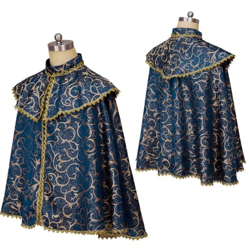 ZACUNXY Mittelalter Kostüm, Mittelalter Kleidung Unisex Mittelalter Luxuriöser Vintage Edler Umhang Kostüm Halloween Performance Festlicher von ZACUNXY