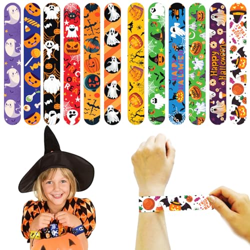 ZADEICK Slap Bands Halloween, Slap Armbänder mit buntem Muster, Partytütenfüller für Kinder, Geschenk, Geburtstag, Halloween, Partygeschenke von ZADEICK