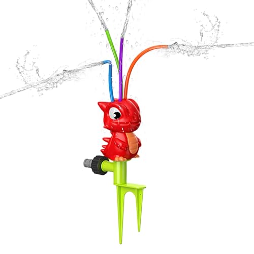 Wassersprühsprinkler für den Außenbereich für Kinder und Haustiere, niedliches Dinosaurier-Sprinklerspielzeug mit 4 Wackelröhren, Sommer-Sprinklerspielzeug für den Rasen im Hinterhof von ZAGARO